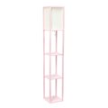 Coeficiente Intelectual Etagere Organizer Storage Shelf with Linen Shade Floor Lamp, Light Pink CO2519839